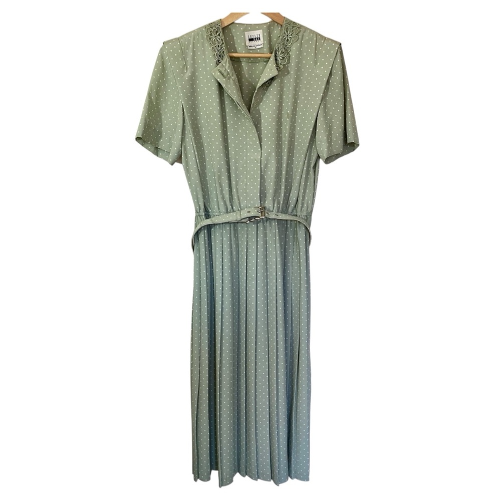 Vintage Sage Green Polka Dot Dress